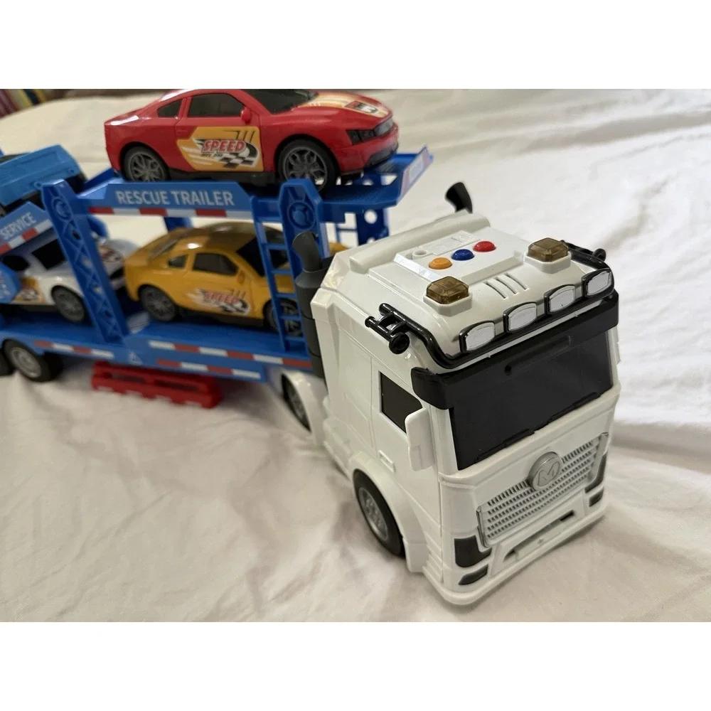 Semi Truck Toy for Boy Ages 3 4 5 6, Adjustable Double Decker Carrier Truck Used